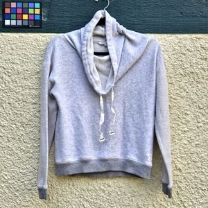 American Eagle light gray funnel neck sweatshirt with terrycloth sleeves small